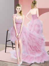 Classical Sweetheart Sleeveless Tulle Beading Lace Up