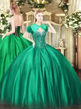  Sweetheart Sleeveless Lace Up Quinceanera Dresses Turquoise Satin