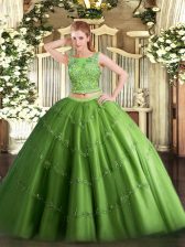  Sleeveless Lace Up Floor Length Beading and Appliques Ball Gown Prom Dress