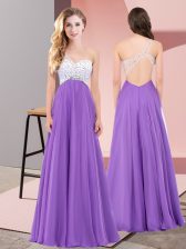 Spectacular Chiffon Sleeveless Floor Length Evening Dress and Beading