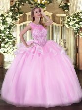  Organza Sleeveless Floor Length 15th Birthday Dress and Beading