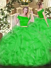  Short Sleeves Zipper Floor Length Appliques and Ruffles Vestidos de Quinceanera