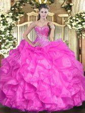 Sexy Sleeveless Beading and Ruffles Lace Up Quinceanera Dresses