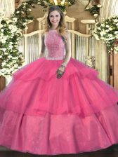 Chic Sleeveless Beading and Ruffled Layers Lace Up Vestidos de Quinceanera