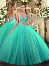 Discount Sleeveless Lace Up Floor Length Beading Sweet 16 Dress