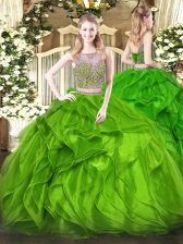 New Arrival Organza Sleeveless Floor Length Quinceanera Gowns and Beading and Ruffles