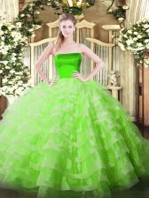 Vintage Ruffled Layers Ball Gown Prom Dress Zipper Sleeveless Floor Length