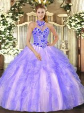 Excellent Floor Length Ball Gowns Sleeveless Lavender Sweet 16 Dress Lace Up