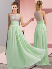 New Arrival Apple Green Scoop Neckline Beading Prom Dress Sleeveless Side Zipper