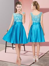 Glorious Bateau Sleeveless Satin Lace and Hand Made Flower Zipper