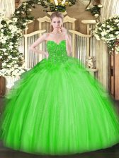  Tulle Lace Up Sweetheart Sleeveless Floor Length 15 Quinceanera Dress Lace