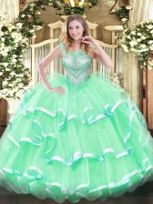 Superior Floor Length Ball Gowns Sleeveless Apple Green Quinceanera Dress Lace Up
