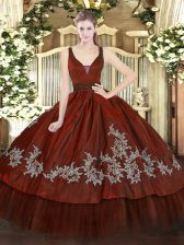 Most Popular Organza and Taffeta Sleeveless Floor Length 15th Birthday Dress and Beading and Embroidery