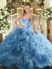 Fancy Sleeveless Lace Up Floor Length Beading Sweet 16 Dress