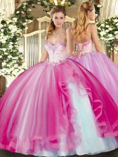 Attractive Sleeveless Beading and Ruffles Lace Up Sweet 16 Dresses