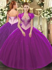 Glorious Floor Length Ball Gowns Sleeveless Eggplant Purple 15 Quinceanera Dress Lace Up
