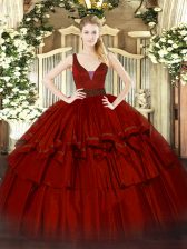 Admirable Sleeveless Beading and Ruffled Layers Zipper Sweet 16 Dresses