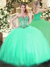 Sweet Sweetheart Sleeveless Tulle Sweet 16 Quinceanera Dress Beading Lace Up