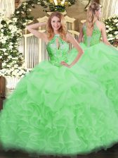 High Class Floor Length 15 Quinceanera Dress Organza Sleeveless Beading