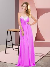  Lilac Empire Sweetheart Sleeveless Chiffon Floor Length Lace Up Ruching Dress for Prom