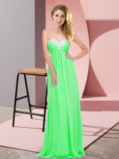  Floor Length Empire Sleeveless Apple Green Dress for Prom Lace Up