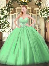  Floor Length Lace Up 15 Quinceanera Dress for Military Ball and Sweet 16 and Quinceanera with Beading