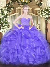 Perfect Floor Length Ball Gowns Sleeveless Lavender Sweet 16 Quinceanera Dress Zipper