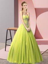 Beauteous Sleeveless Beading Lace Up Prom Gown