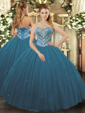  Sleeveless Lace Up Floor Length Beading Sweet 16 Dress