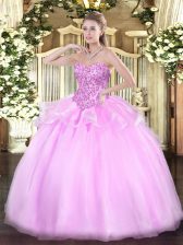  Lilac Sweet 16 Quinceanera Dress Sweet 16 and Quinceanera with Appliques Sweetheart Sleeveless Lace Up