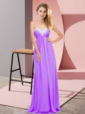 Trendy Lavender Lace Up Sweetheart Ruching Prom Dresses Chiffon Sleeveless