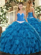 Admirable Organza Sleeveless Floor Length Ball Gown Prom Dress and Appliques and Ruffles