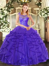 Pretty Floor Length Ball Gowns Sleeveless Blue Sweet 16 Dresses Lace Up