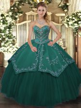  Teal Sleeveless Beading Floor Length Sweet 16 Dresses