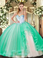  Sleeveless Beading and Ruffles Lace Up Sweet 16 Quinceanera Dress
