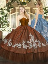  Embroidery Sweet 16 Dress Brown Zipper Sleeveless Floor Length