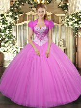  Ball Gowns Sweet 16 Dresses Lilac Sweetheart Tulle Sleeveless Floor Length Lace Up
