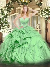 Graceful Sweetheart Lace Up Beading and Ruffles Quinceanera Dress Sleeveless
