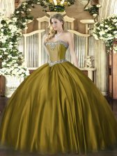  Brown Sweetheart Lace Up Beading Sweet 16 Quinceanera Dress Sleeveless