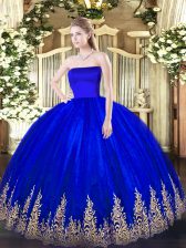 Smart Tulle Sleeveless Floor Length Sweet 16 Dresses and Appliques