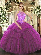  Sleeveless Lace Up Floor Length Beading and Ruffles Quinceanera Dresses