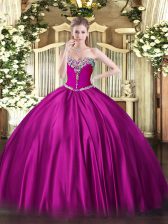 Designer Sleeveless Lace Up Floor Length Beading Sweet 16 Dress