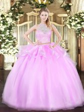 New Arrival Lace Quince Ball Gowns Lilac Lace Up Sleeveless Floor Length