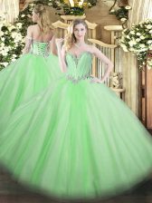 Simple Quince Ball Gowns Military Ball and Sweet 16 and Quinceanera with Beading Sweetheart Sleeveless Lace Up