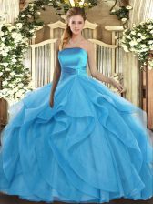 New Arrival Floor Length Ball Gowns Sleeveless Baby Blue Quinceanera Dresses Lace Up