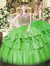 Smart Scoop Lace Up Beading and Ruffled Layers Quinceanera Dresses Sleeveless