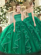  Tulle Sleeveless Floor Length Sweet 16 Quinceanera Dress and Ruffles