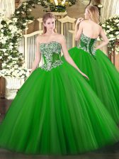  Sleeveless Beading Lace Up 15th Birthday Dress