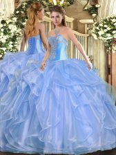 Fancy Sleeveless Lace Up Floor Length Beading and Ruffles Sweet 16 Dress