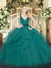 Super Sleeveless Beading and Ruffles Zipper Quinceanera Dress